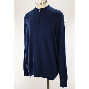 PETER MILLAR CROWN Navy WHITAKER 1/4 Zip Cotton Blend Sweater XXL NWT